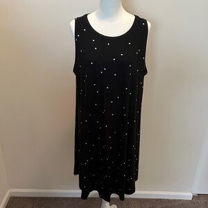 LOFT Plus Black and White Polka Dot Midi Dress 16/18
